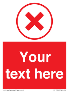 Custom red background, red cross in circle sign